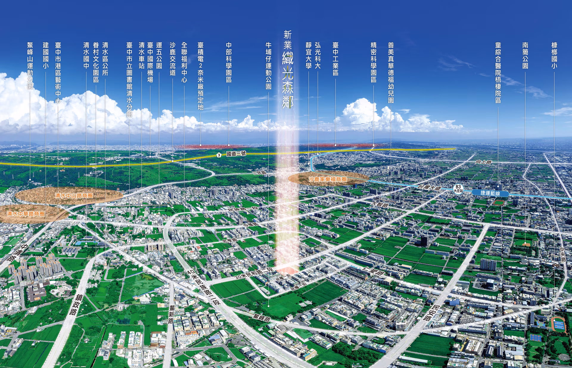 清水民和路區位空拍全景